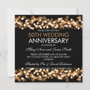 Convite Aniversário de 50 anos de Casamento Gold Hollywood