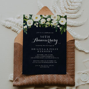 Convite Aniversário de 50 anos de casamento Greenery White