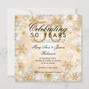 Convite Aniversário de 50 anos de Casamento Inverno Brilho
