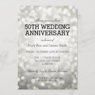 Convite Aniversário de 50 anos de casamento Luzes de Brilh