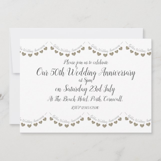 Convite Aniversário de 50 anos de casamento moderno (Frente)