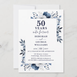 Convite Aniversário de 50 anos de Casamento Monograma Flor