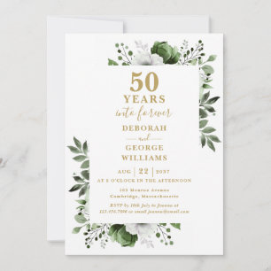 Convite Aniversário de 50 anos de Casamento Monograma Flor