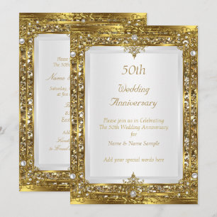 Convite Aniversário de 50 anos de Casamento Pérola Branca
