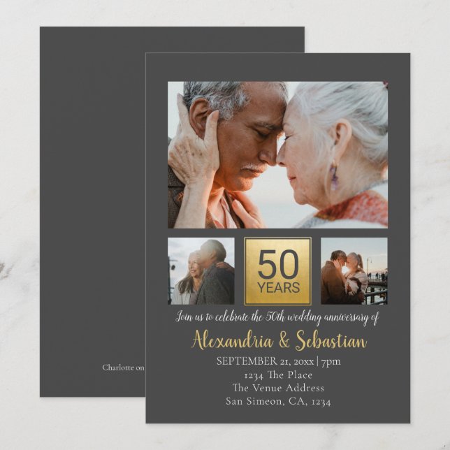 Convite Aniversário de 50 anos de Casamento Personalizado  (Frente/Verso)