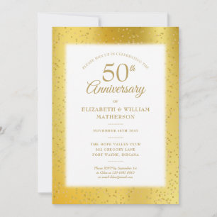 Convite Aniversário de 50 anos de Casamento Poeira Dourada