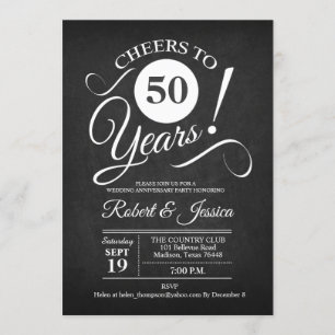 Convite Aniversário de 50 anos de Casamento - Quadro Negro