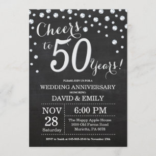 Convite Aniversário de 50 anos de Casamento Quadro Negro P