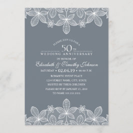 Convite Aniversário de 50 anos de Casamento Renda Luxuosa