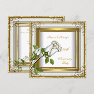 Convite Aniversário de 50 anos de Casamento Rosa Dourado E