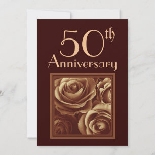 Convite Aniversário de 50 anos de Casamento Rosas de OURO