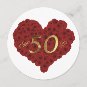 Convite Aniversário de 50 anos de Casamento Rosas Vermelha