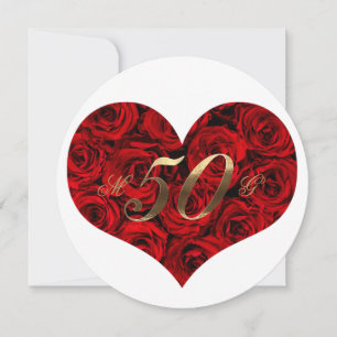 Convite Aniversário de 50 anos de Casamento Rosas Vermelha