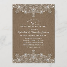 Convite Aniversário de 50 anos de Casamento Rustic Dark Bu