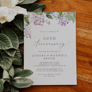 Convite Aniversário de 50 anos de casamento Rustic Lilac