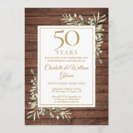 Convite Aniversário de 50 anos de Casamento Rustic Wood Gr