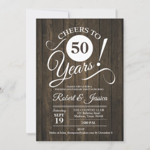 Convite Aniversário de 50 anos de casamento rústico com pa
