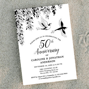 Convite Aniversário de 50 anos de Casamento Silver Birch P
