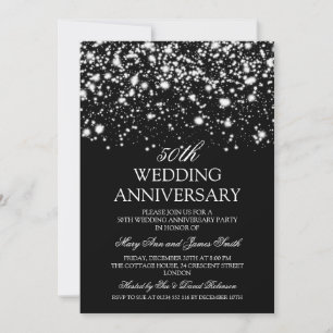 Convite Aniversário de 50 anos de Casamento Silver Midnigh