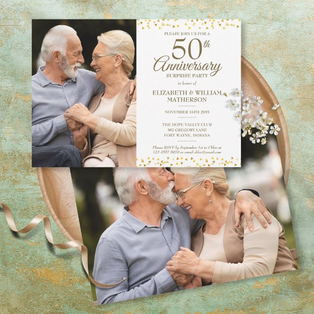 Convite Aniversário de 50 anos de casamento Surpresa Festa (Criador carregado)