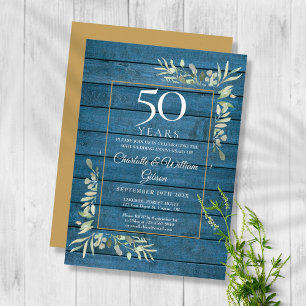 Convite Aniversário de 50 anos de Casamento Verde-azulado 