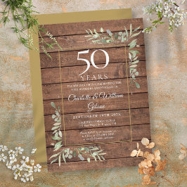 Convite Aniversário de 50 anos de Casamento Verde Folhagem