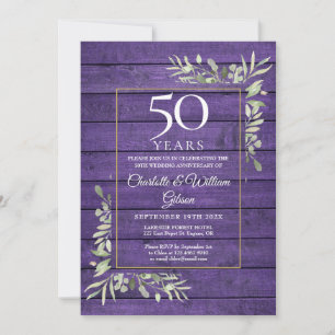 Convite Aniversário de 50 Anos de Casamento Verde Roxo Mad