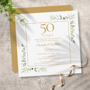 Convite Aniversário de 50 anos de casamento Watercolour Gr