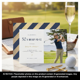 Convite Aniversário de 50 anos de Golfe Par-Tee Elegante A