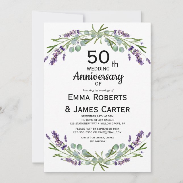 Convite Aniversário de 50 anos do Lavender Greenery (Frente)