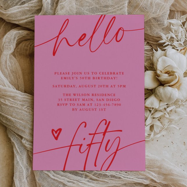 Convite Aniversário de 50 anos do Script Typography Hello  (Criador carregado)