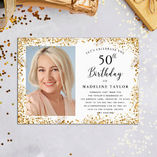 Convite Aniversário de 50 anos Elegant Gold