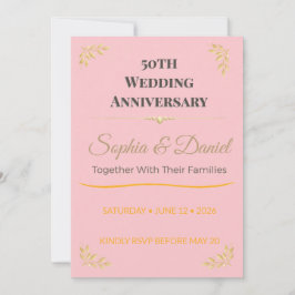 Convite Aniversário de 50 anos | Elegante | Personalizado 