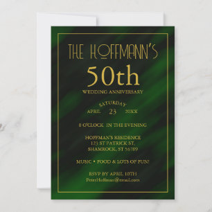 Convite Aniversário de 50 anos Elegante Verde Esmeralda