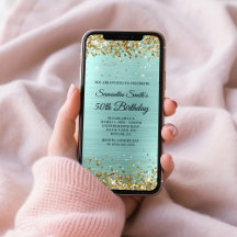 Aniversário de 50 anos em dourado brilhante e turq