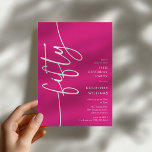 Convite Aniversário de 50 anos em Script Fifty<br><div class="desc">Celebre seu aniversário de 50 anos com estilo com nosso 'Convite de Aniversário de 50 anos em Script Elegante'. Este convite exala sofisticação com sua tipografia de script elegante, mostrando a palavra 'cinquenta' subindo ao lado. Além disso, nosso modelo fácil de personalizar permite que você adicione os detalhes do seu...</div>