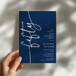 Convite Aniversário de 50 anos em Script Fifty<br><div class="desc">Celebre seu aniversário de 50 anos com estilo com nosso 'Convite de Aniversário de 50 anos em Script Elegante'. Este convite exala sofisticação com sua tipografia em script elegante, mostrando a palavra 'cinquenta' subindo ao lado. Além disso, nosso modelo fácil de personalizar permite que você adicione os detalhes do seu...</div>