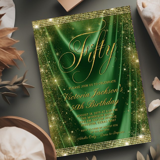 Convite Aniversário de 50 anos esmeralda verde dourado par (Need a different number? Simple send us a message)