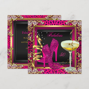Convite Aniversário de 50 anos Fabuloso com Onça Rosa Cere