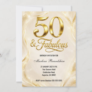 Convite Aniversário de 50 anos Fabuloso e Dourado