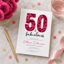 Aniversário de 50 anos Feminino Rosa Floral e Fabu
