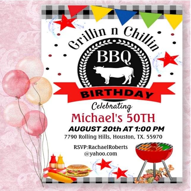 Convite Aniversário de 50 anos Grillin And Chillin (Criador carregado)