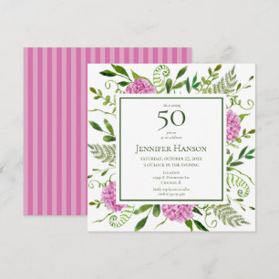 Convite Aniversário de 50 anos - Hortênsias Rosa