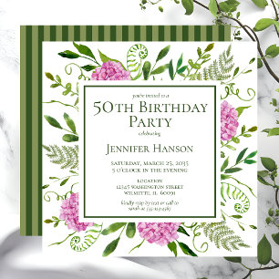 Convite Aniversário de 50 anos - Hortênsias Rosa