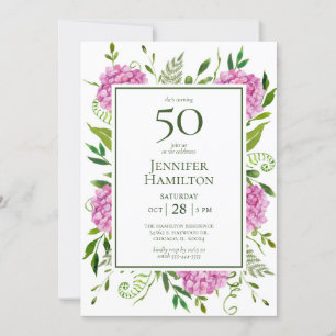 Convite Aniversário de 50 anos - Hortênsias Rosa
