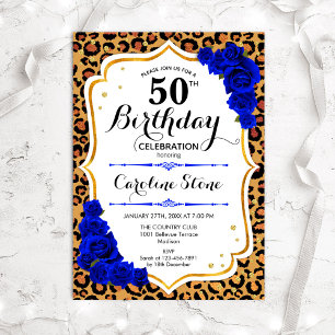 Convite Aniversário de 50 anos - Impressão de leopardo em 