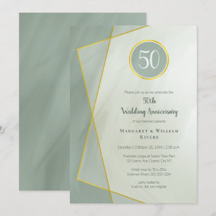 Convite aniversário de 50 anos jade esmaecido moldura a ou