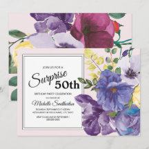 Aniversário de 50 anos Jardim Roxo Amarelo Rosa Fl