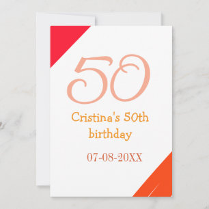Convite Aniversário de 50 anos laranja vermelho adicionar 