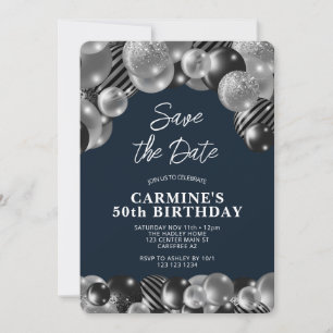 Convite Aniversário de 50 anos masculino Azul Marinho